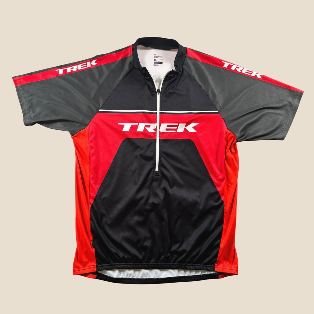 Bontrager Trek Solstice Cycling Jersey Men L Black Red Short Sleeve Road Bike